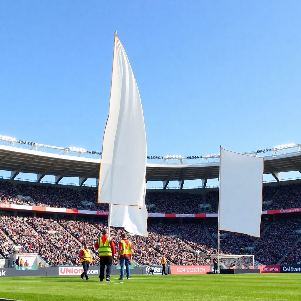 Как управлять большим количеством флагов и полотнищ на трибунах